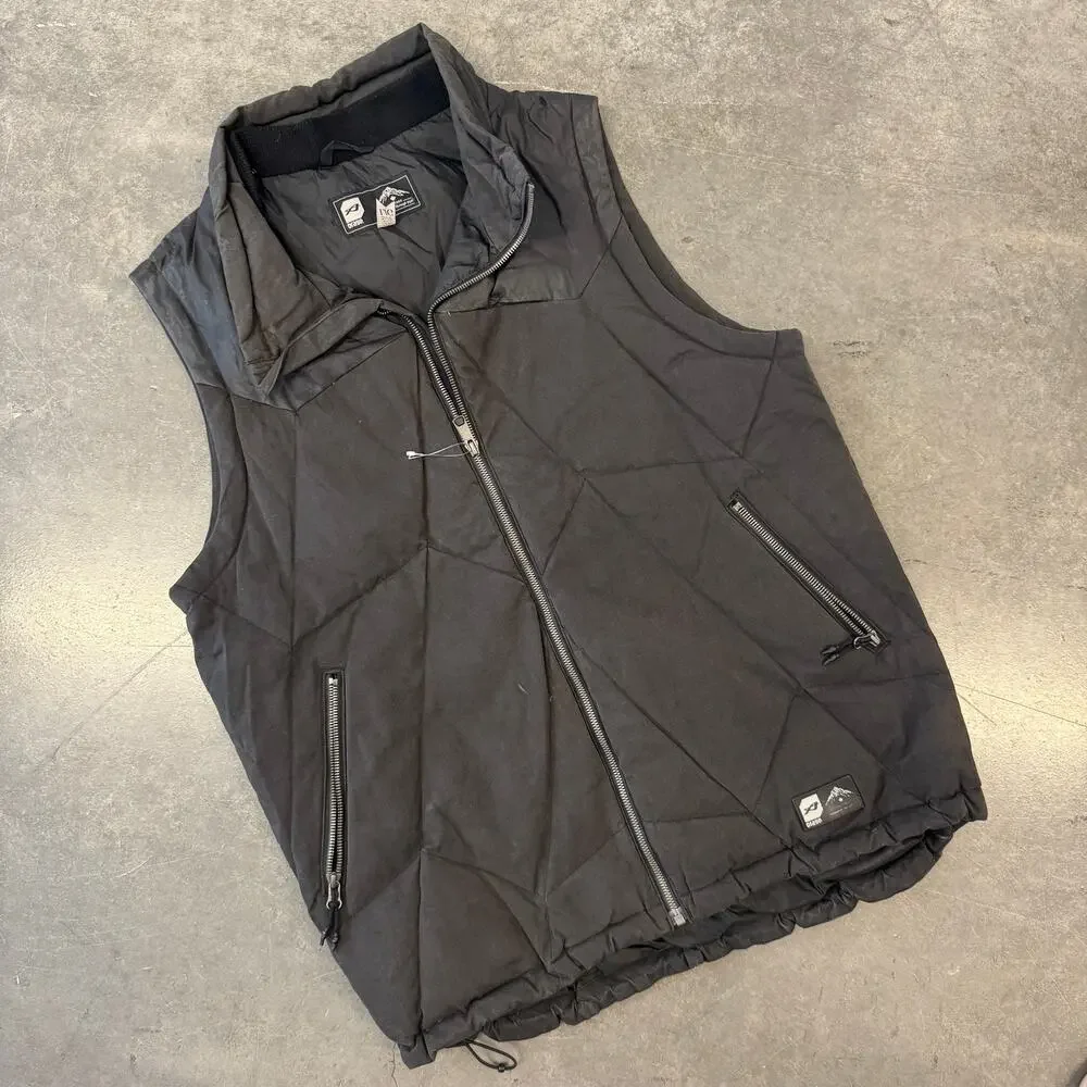 Vintage Y2k Black Quilted Insulated Puffer Winter Nature Vest Black Men's Large